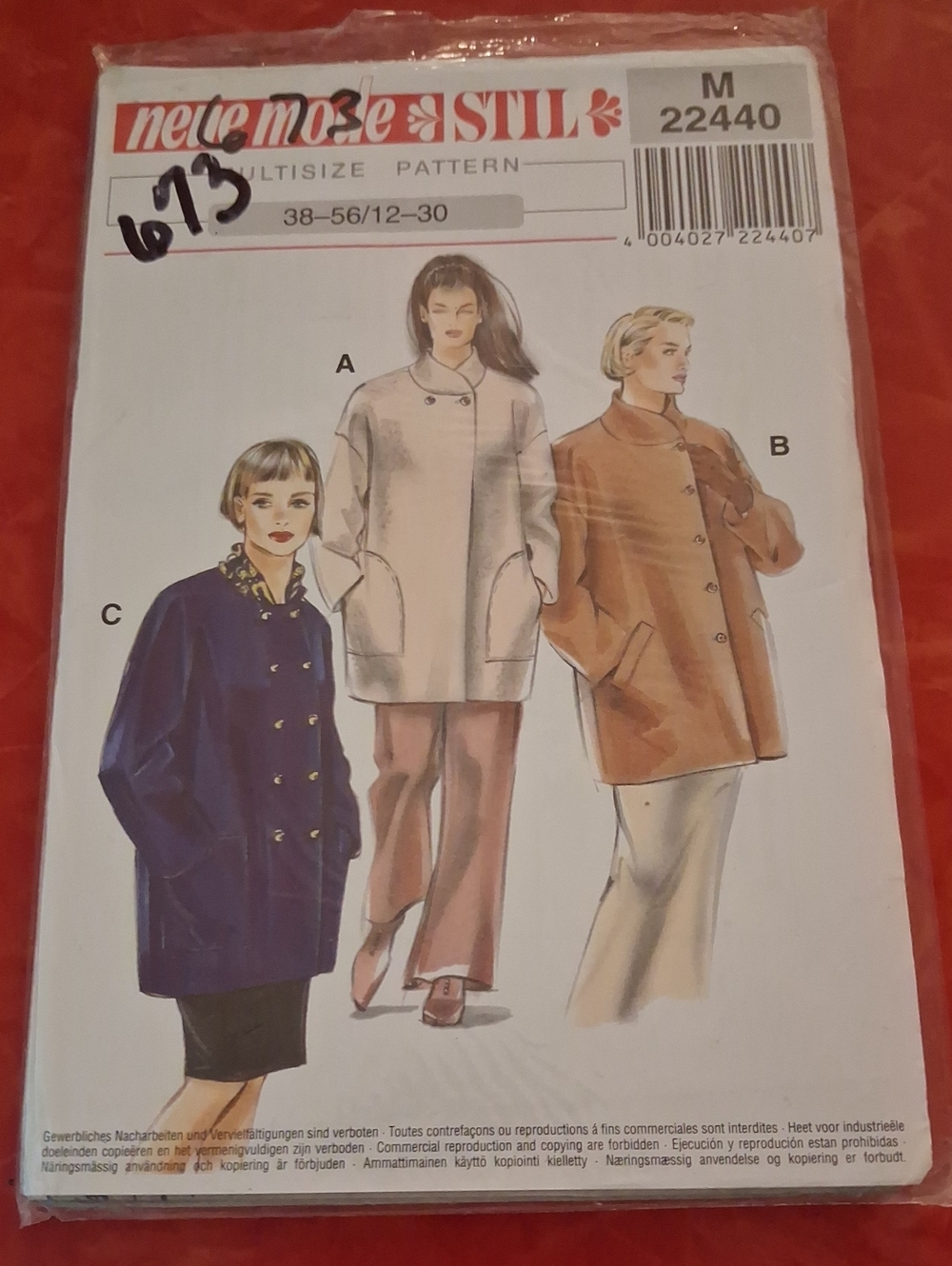 Women's Oversized Coat Pattern - Multi-size  Options